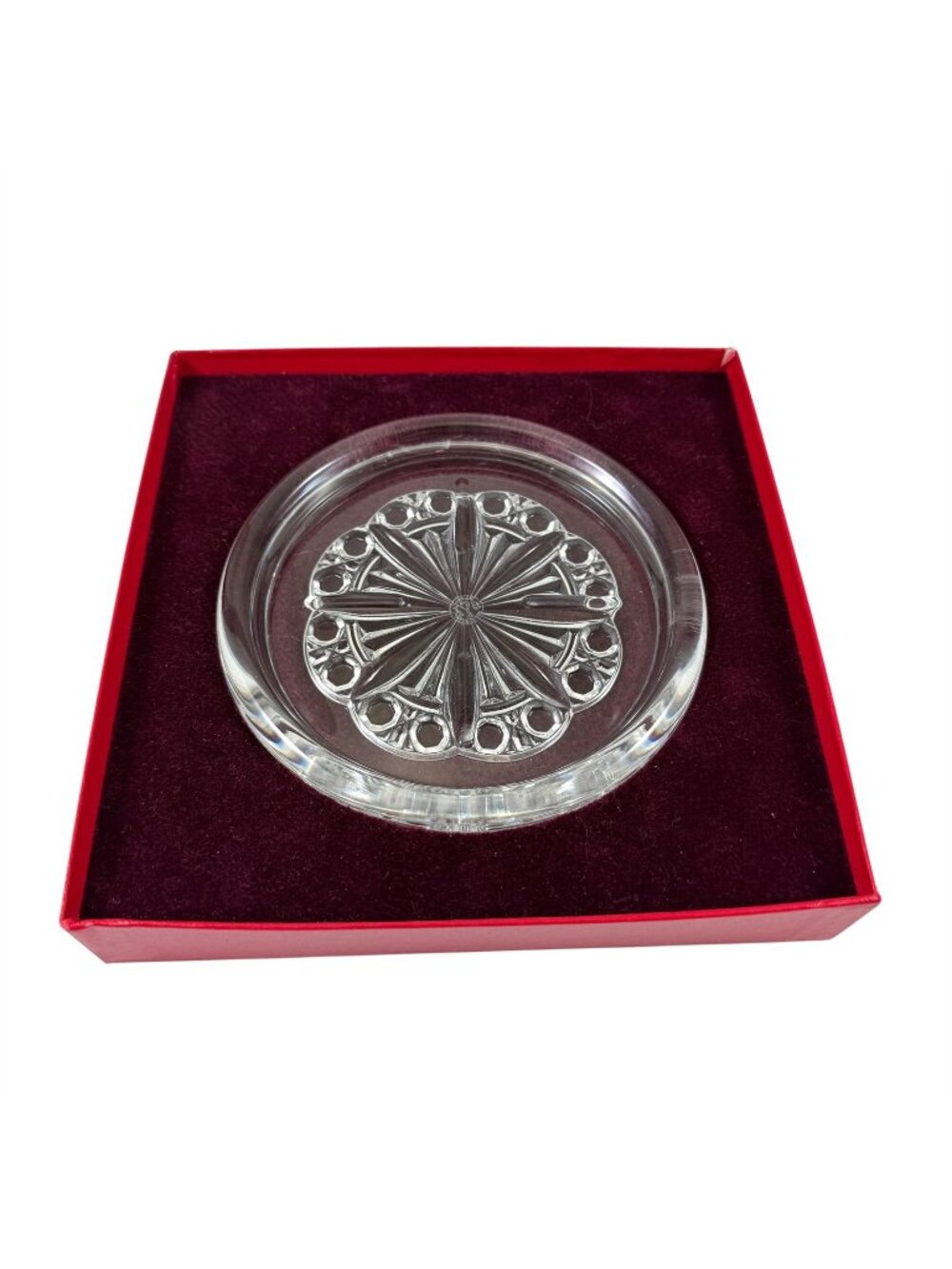 Baccarat France Crystal Glass Champagne Wine Bottle Coaster Tray in the Box